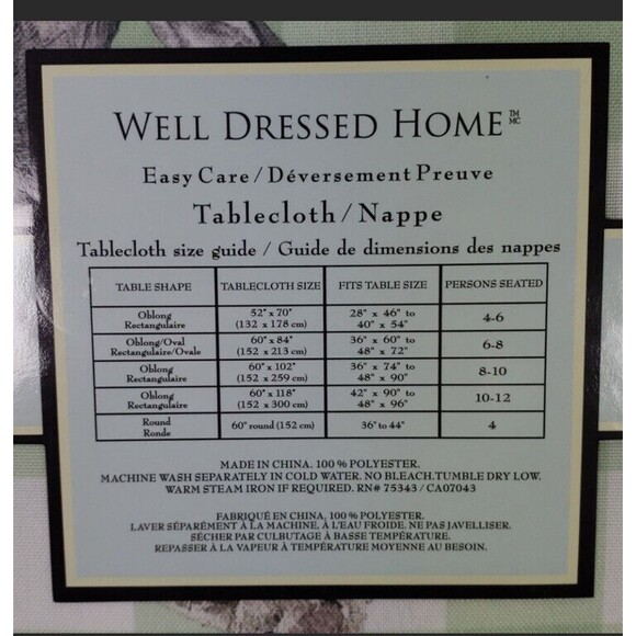 WELL DRESSED HOME BUNNIES CHECKER EASTER SPILLPROOF TABLECLOTH 60" X 118 New - Picture 5 of 6